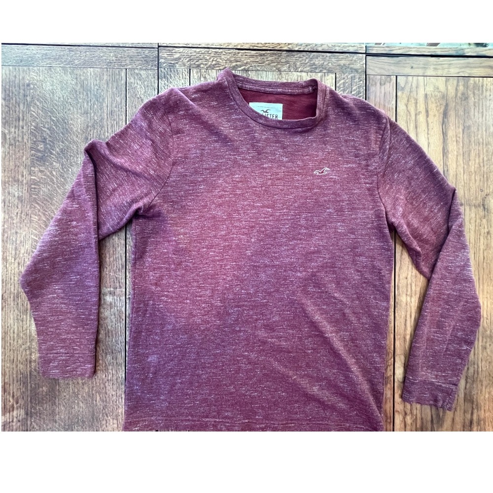 Hollister long sleeve heather maroon crew neck lightweight sweatshirt M